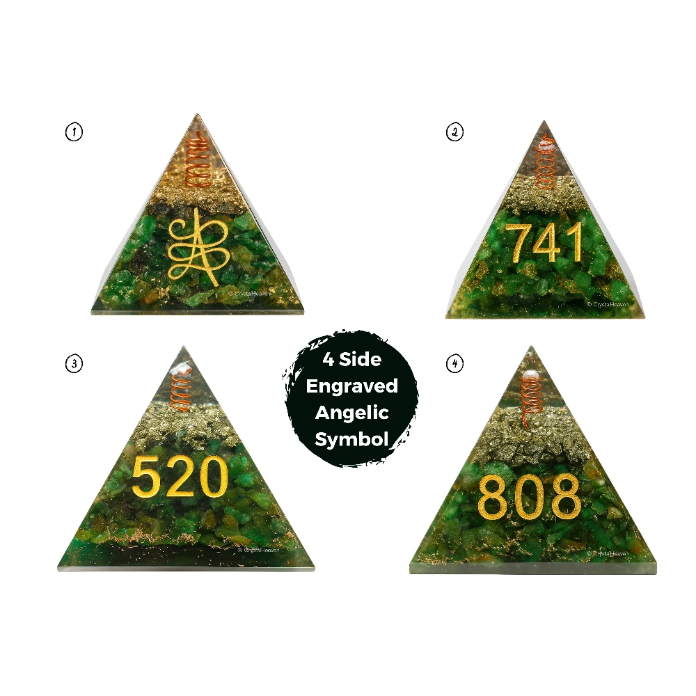 Zibu Money Pyramid - Pyrite and Green Aventurine Crystal Orgone Pyramid