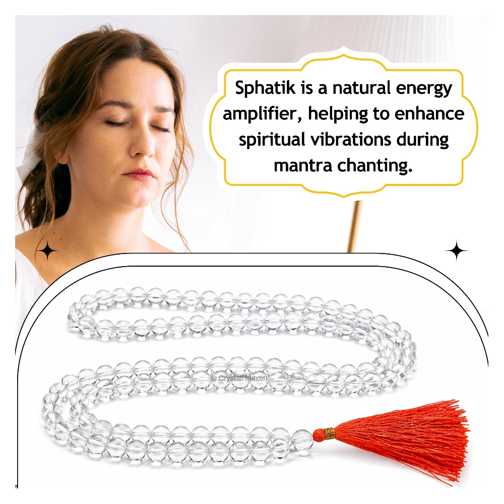 Sphatik Mala - A Grade 108 Beads (7mm, Without Knot)