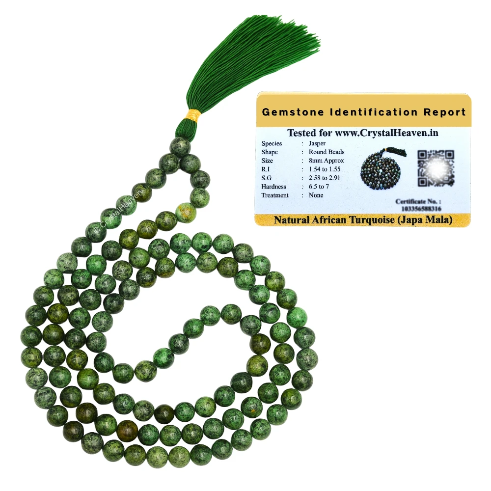 African Turquoise Japa Mala (Without Knot)