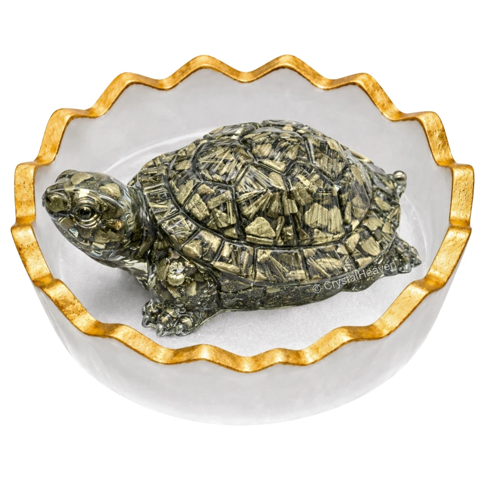 Pyrite Tortoise Kachhua with Selenite (Bowl)