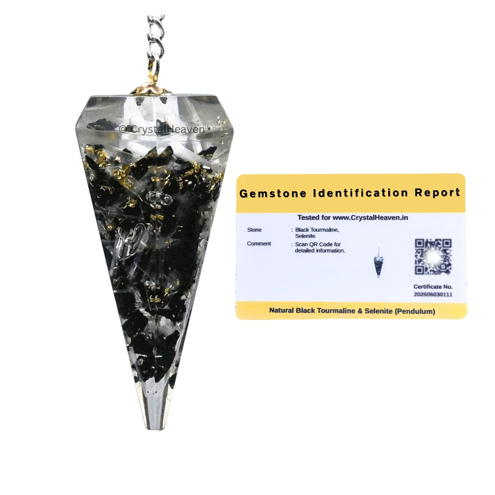 Black Tourmaline Selenite Crystal Orgone Pendulum
