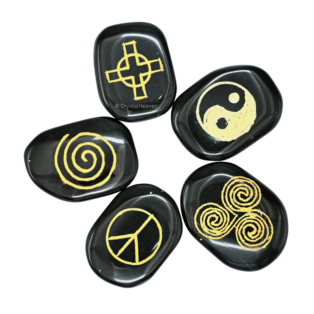 Black Agate Pagan Wiccan Stones (Set of 5)