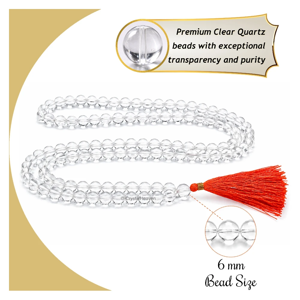 Sphatik Mala - A Grade 108 Beads (6mm) (Without Knot)