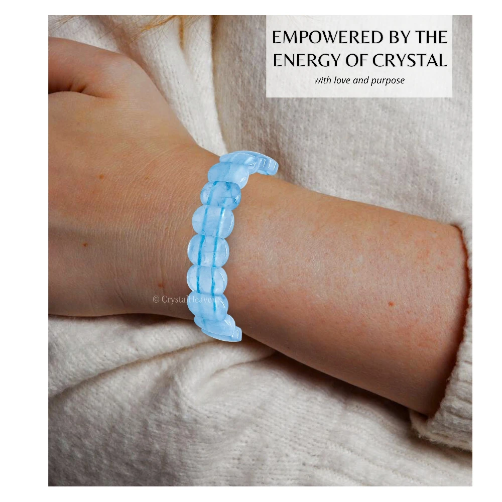 Aquamarine Onyx Faceted Beads Bracelet - Oval Stone