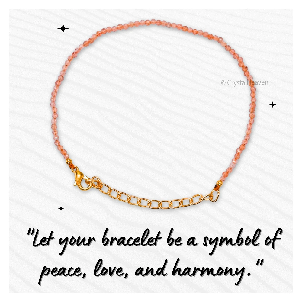 Peach Moonstone Bracelets - 2mm Faceted Beads (Gold)