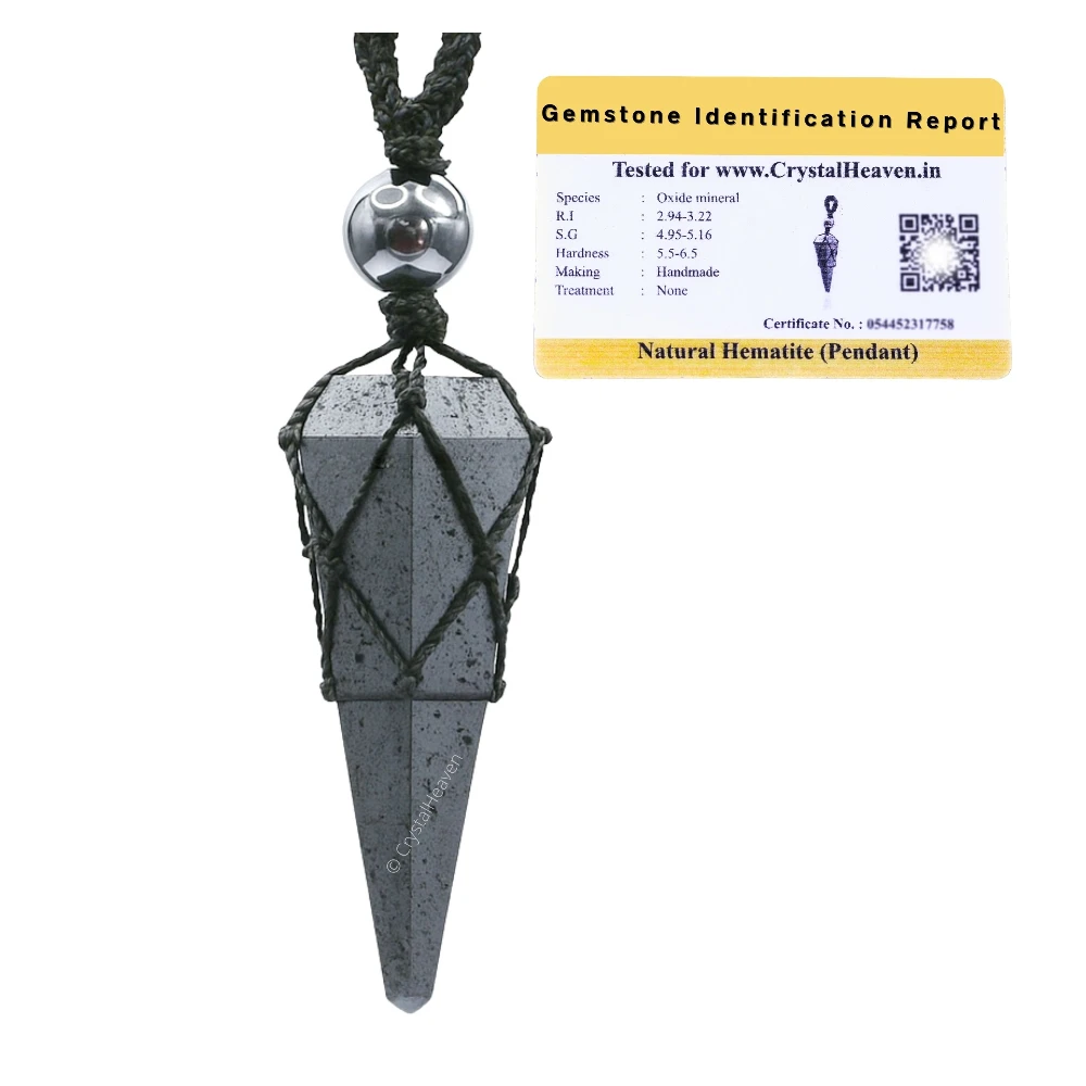 Hematite Pendulum Pendant Necklace (Macrame)
