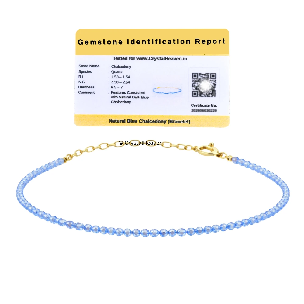 Blue Chalcedony Bracelets - 2mm Faceted Beads (Gold)