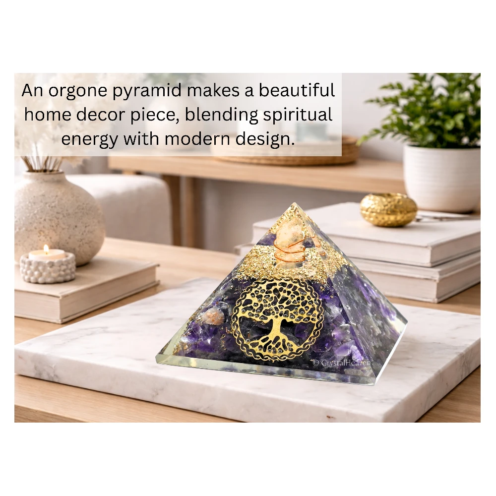 Amethyst Orgone Pyramid (Vintage tree Of Life)