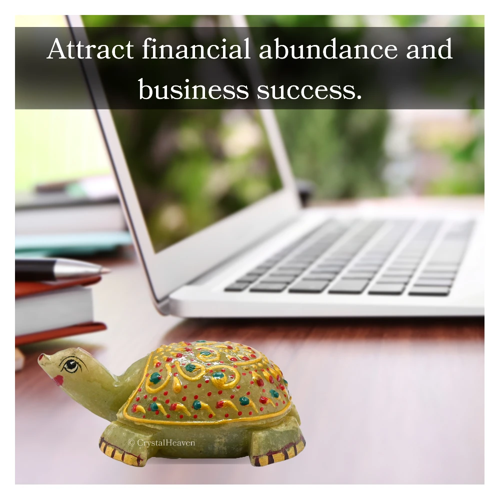 Green Aventurine Crystal Gemstone Hand Painted Tortoise (3-4 Inch)