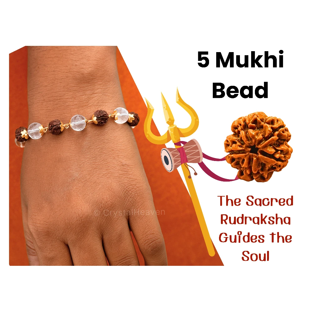 Faceted Sphatik Crystal and Rudraksha Bracelet (Gold Chain)