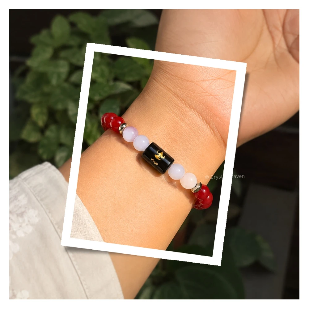 Virgo Bracelet (कन्या राशि) - Carnelian & Milky Quartz