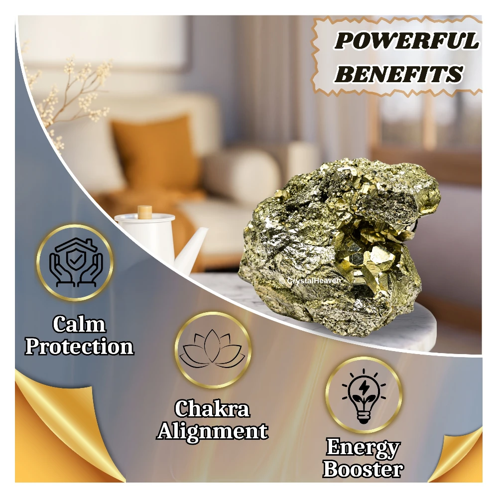 Large Pyrite Cluster – Natural Raw Crystal for Wealth & Feng Shui Decor (1.5 - 2 kg)
