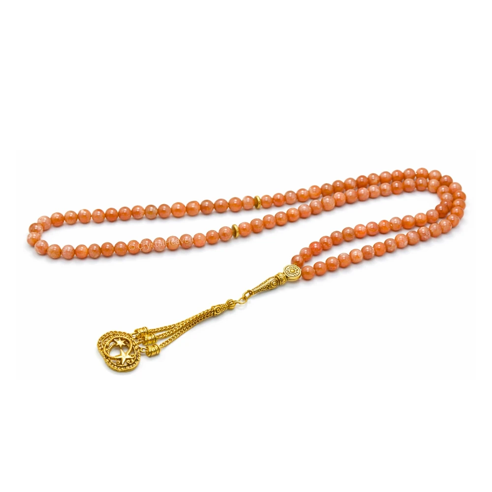 Sunstone Crystal Tasbih (Gold)