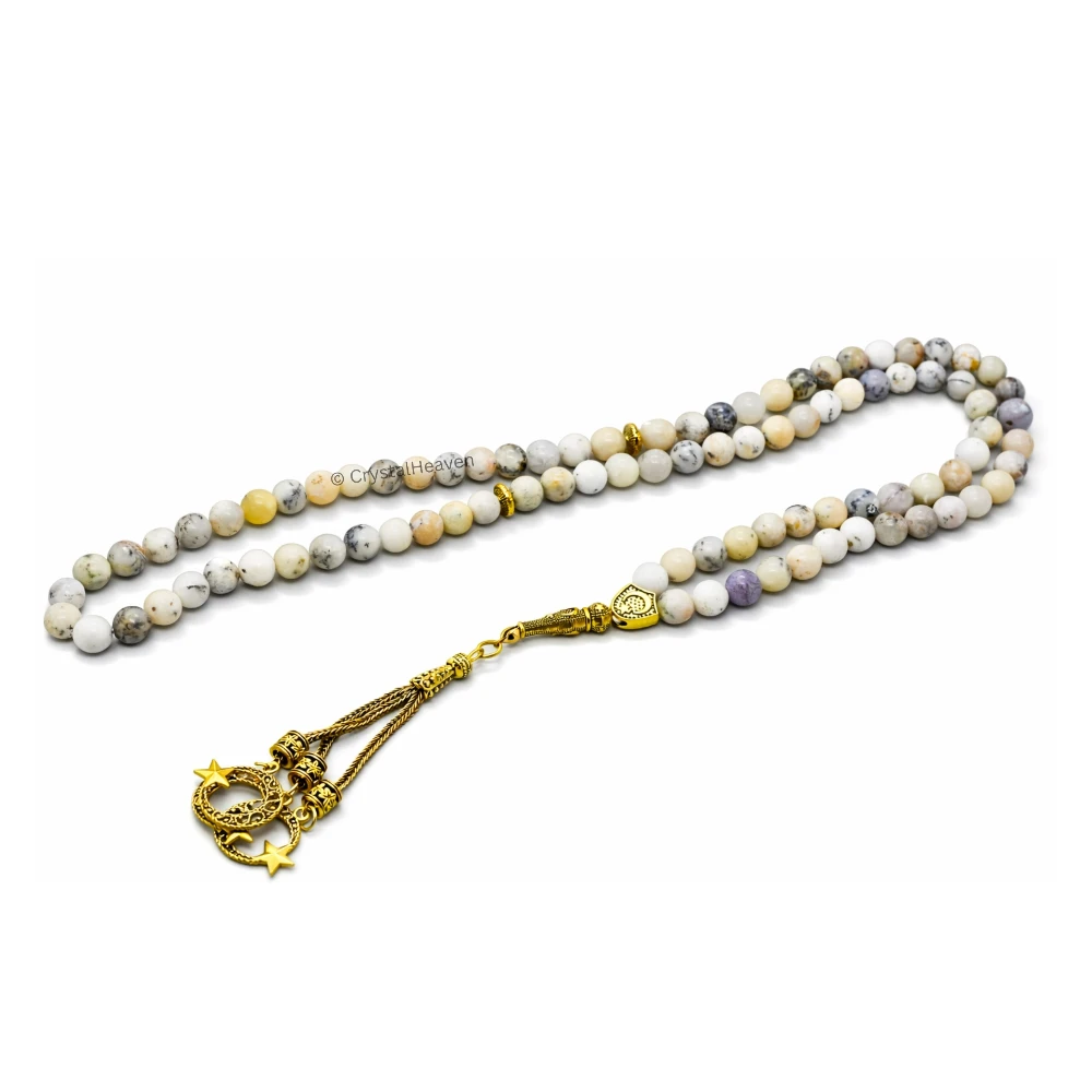 Dendrite Opal Crystal Tasbih (Gold)