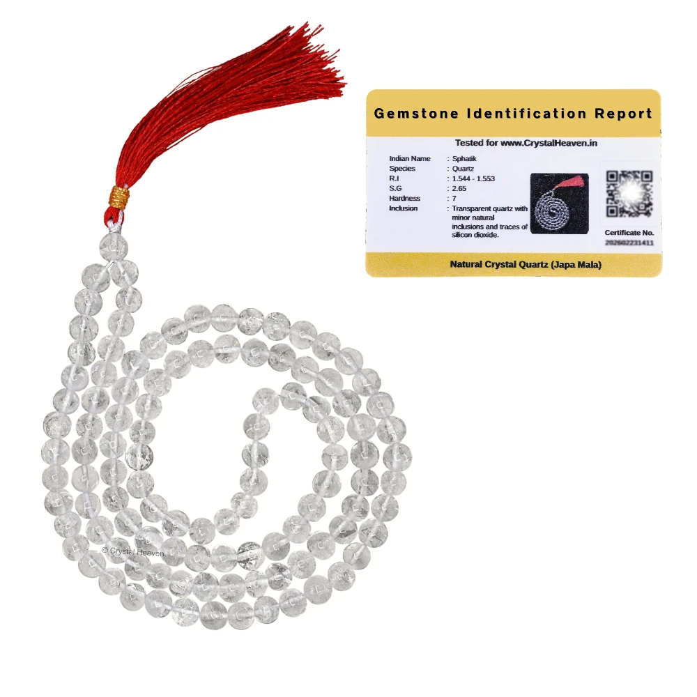 Sphatik Mala - B Grade 108 Beads (6mm, Without Knot)