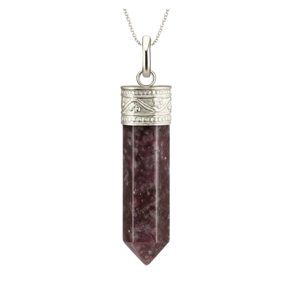 Lepidolite Necklace - Pencil Point (Silver)