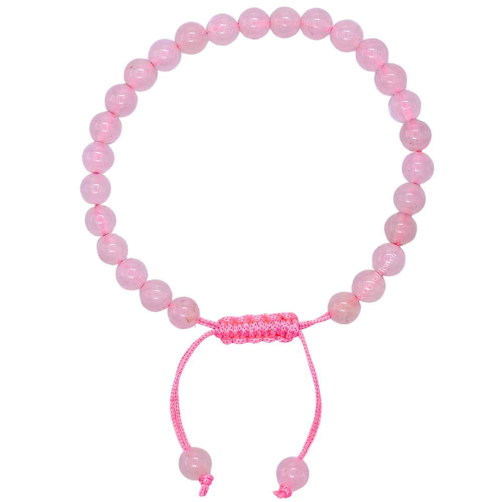 Rose Quartz Healing Crystal Bracelets - 6mm Beads (Adjustable)