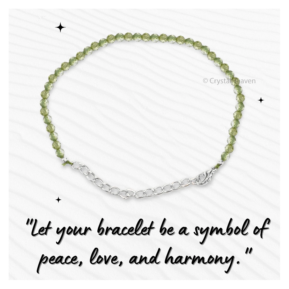 Peridot Bracelets - 2mm Faceted Beads (Silver)