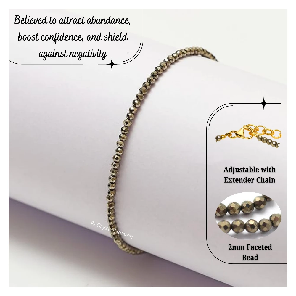 Pyrite Anklet - 2mm Faceted Bead (Gold)