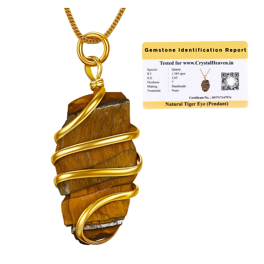 Tiger Eye Necklace - Raw Crystal (Gold)