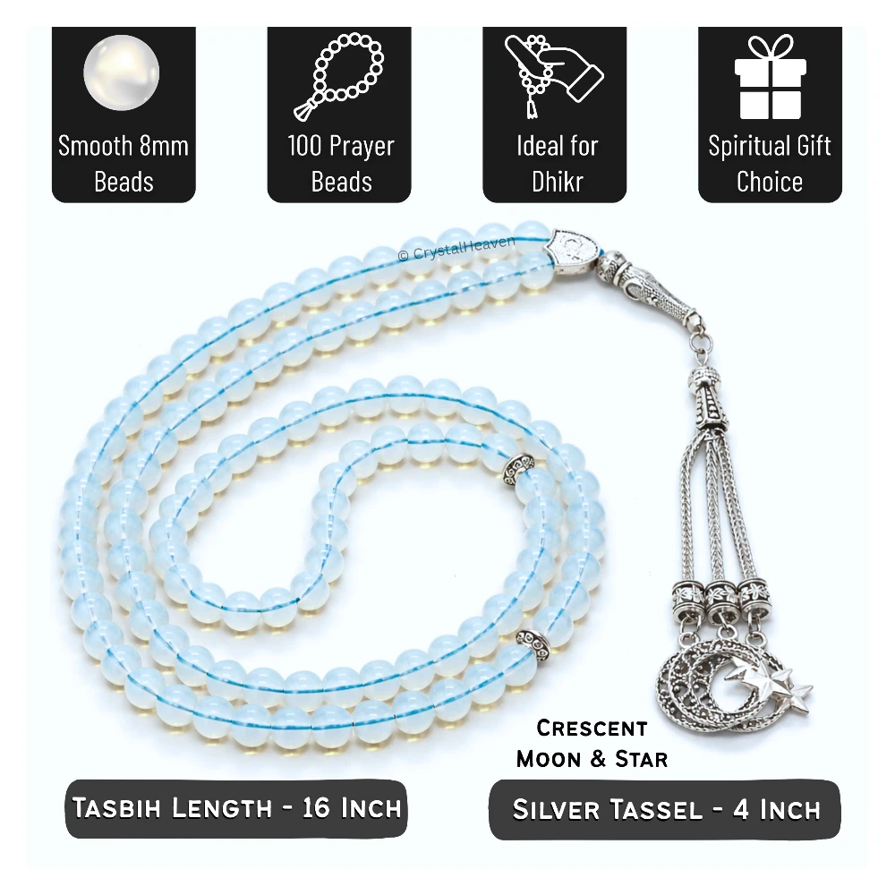 Opalite Crystal Tasbih (Silver)