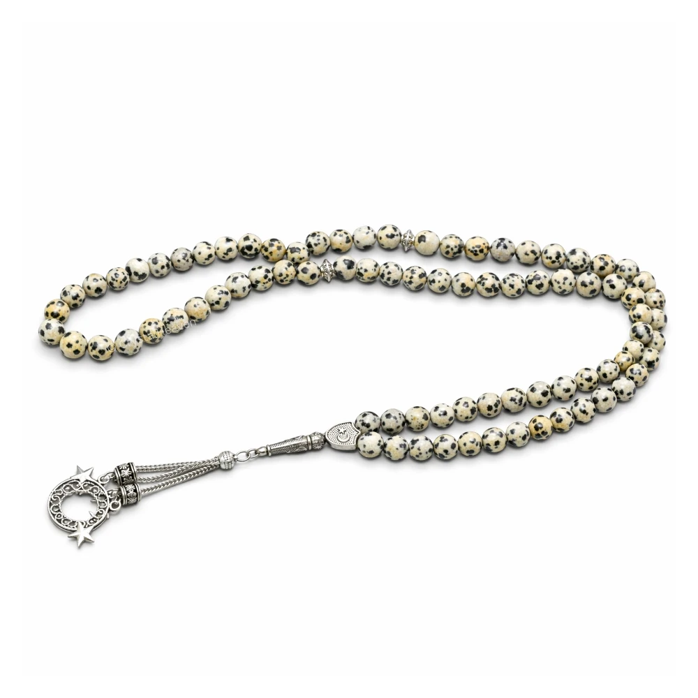 Dalmatian Jasper Crystal Tasbih (Silver)