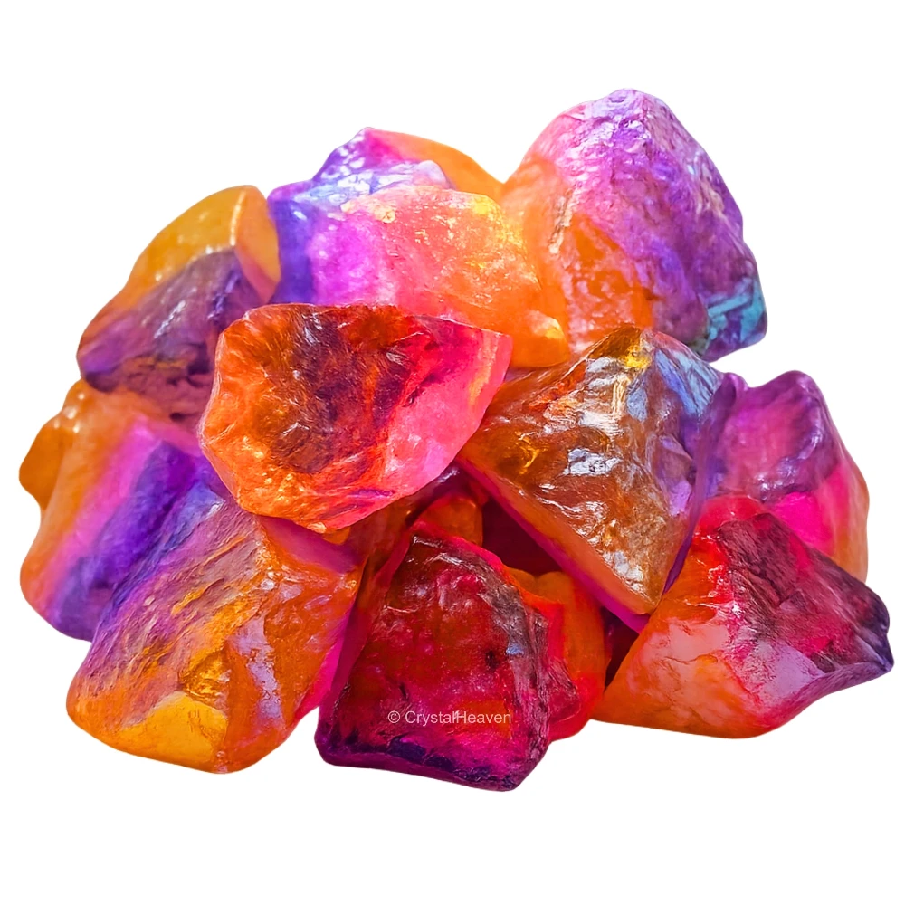 Raw Tangerine-Rose-Amethyst Aura Quartz Crystals (2 Pieces)
