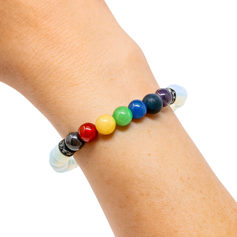 Opalite with Chakra Bracelet (Elastic)