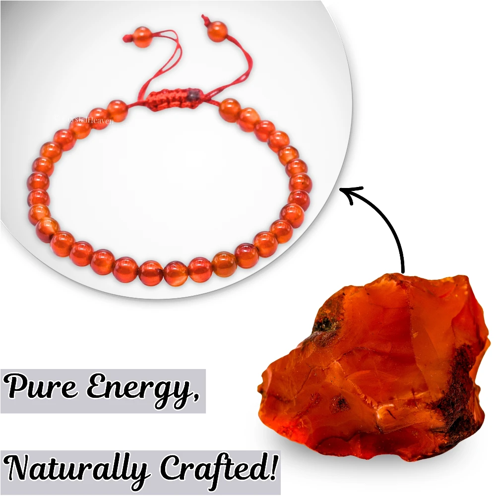 Carnelian Healing Crystal Bracelets - 6mm Beads (Adjustable)