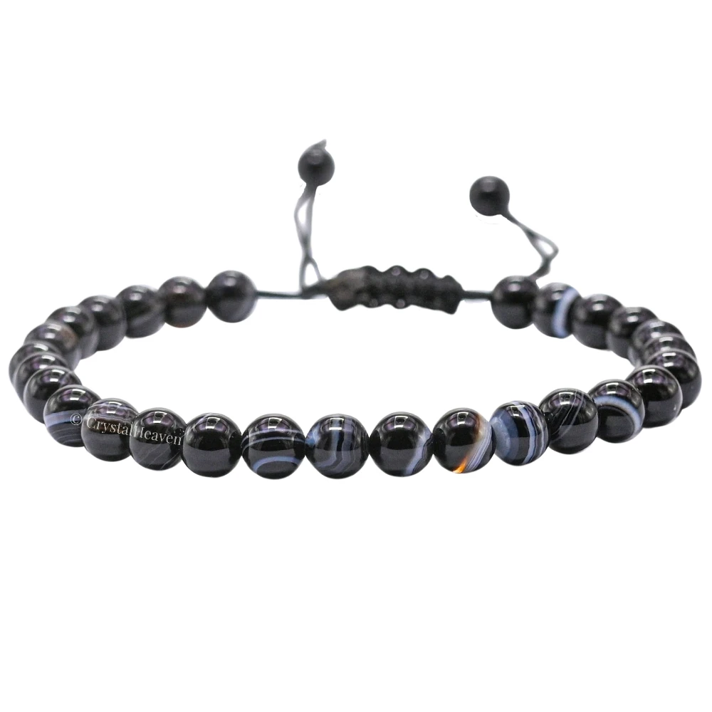 Black Hakik Healing Crystal Bracelets - 6mm Beads (Adjustable)