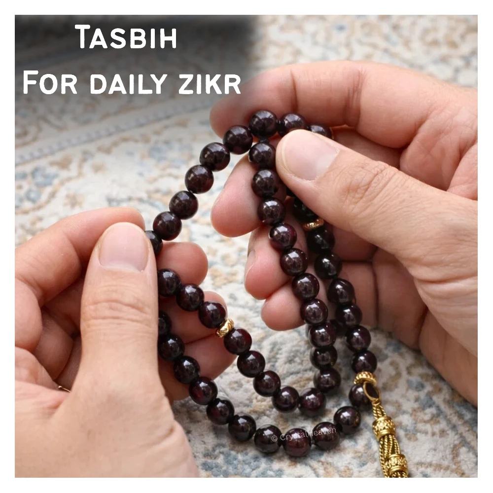 Garnet Crystal Tasbih (Gold)