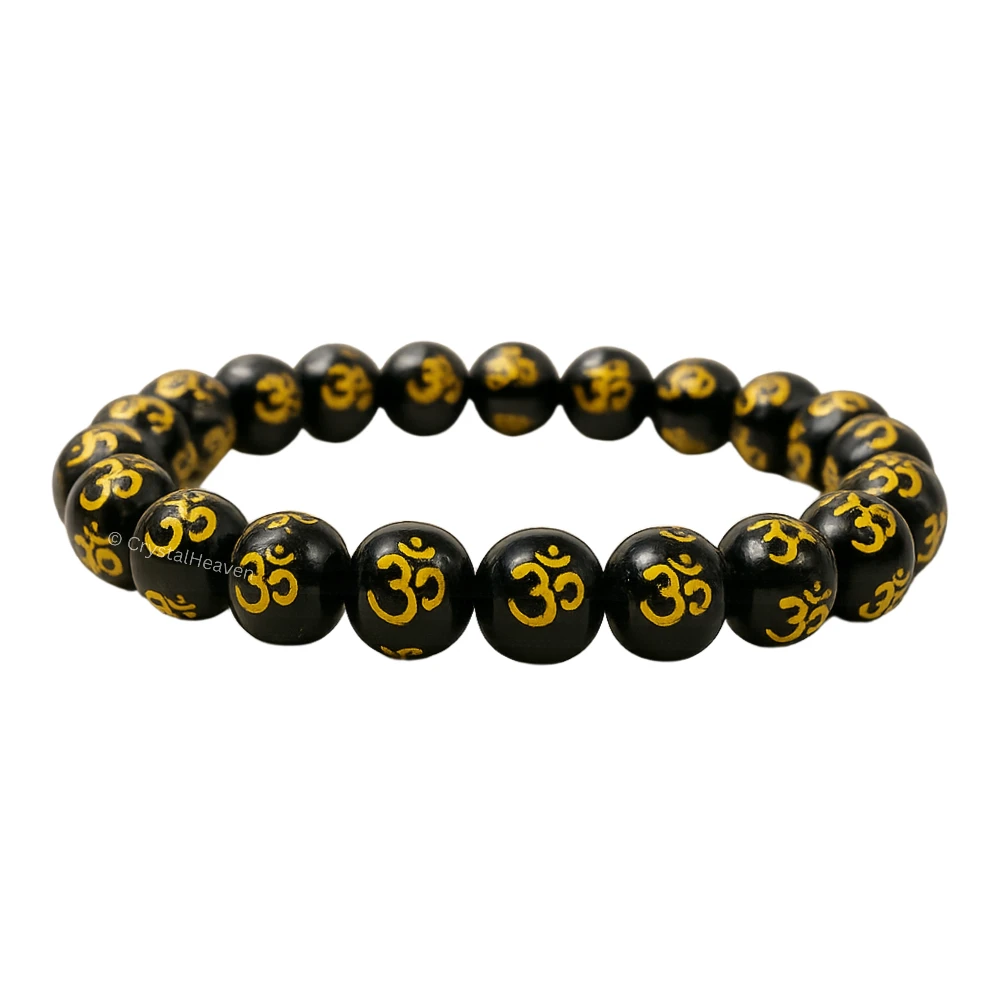 Black Agate OM Bracelet (Elastic)