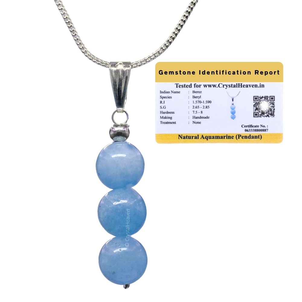 Aquamarine Crystal Bead Necklace (Silver)