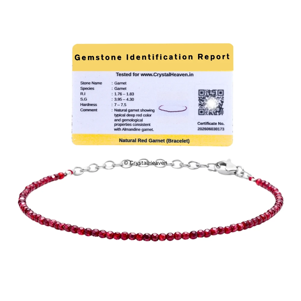 Red Garnet Bracelets - 2mm Faceted Beads (Silver)