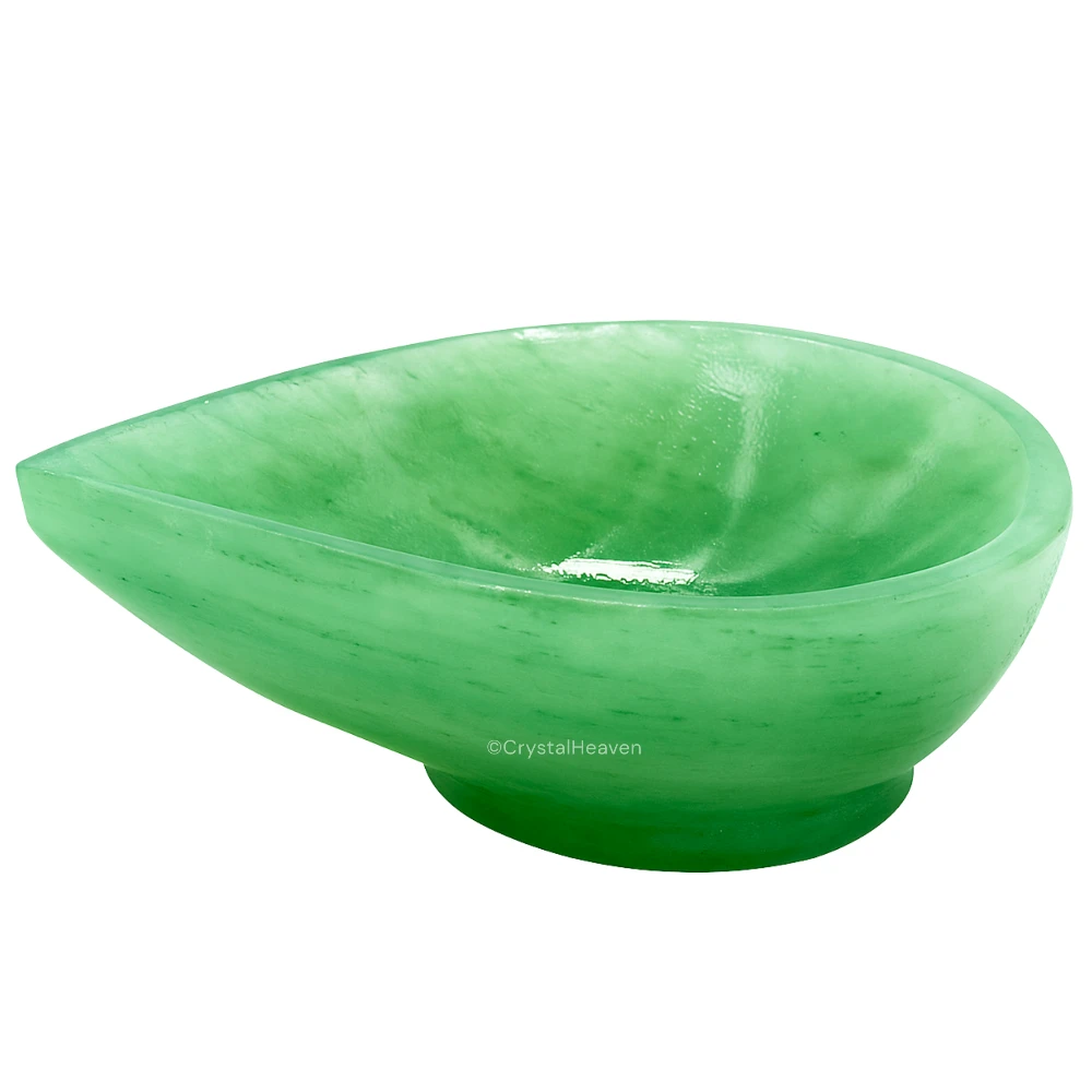 Green Aventurine (Dark) Crystal Diya - 1 Batti