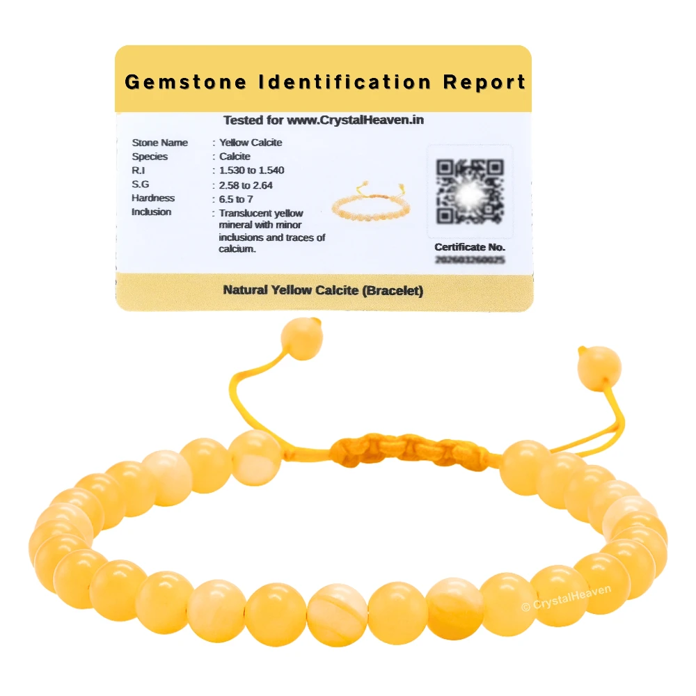 Yellow Calcite Healing Crystal Bracelets - 6mm Beads (Adjustable)