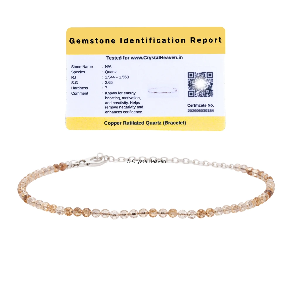 Copper Rutilated Quartz Bracelets - 2mm Faceted Beads (Silver)