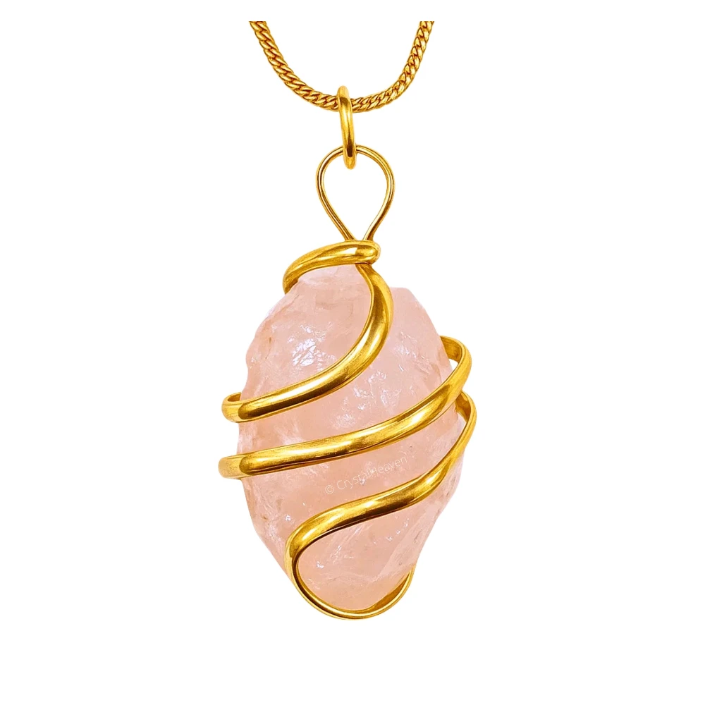 Rose Quartz Necklace - Raw Crystal (Gold)