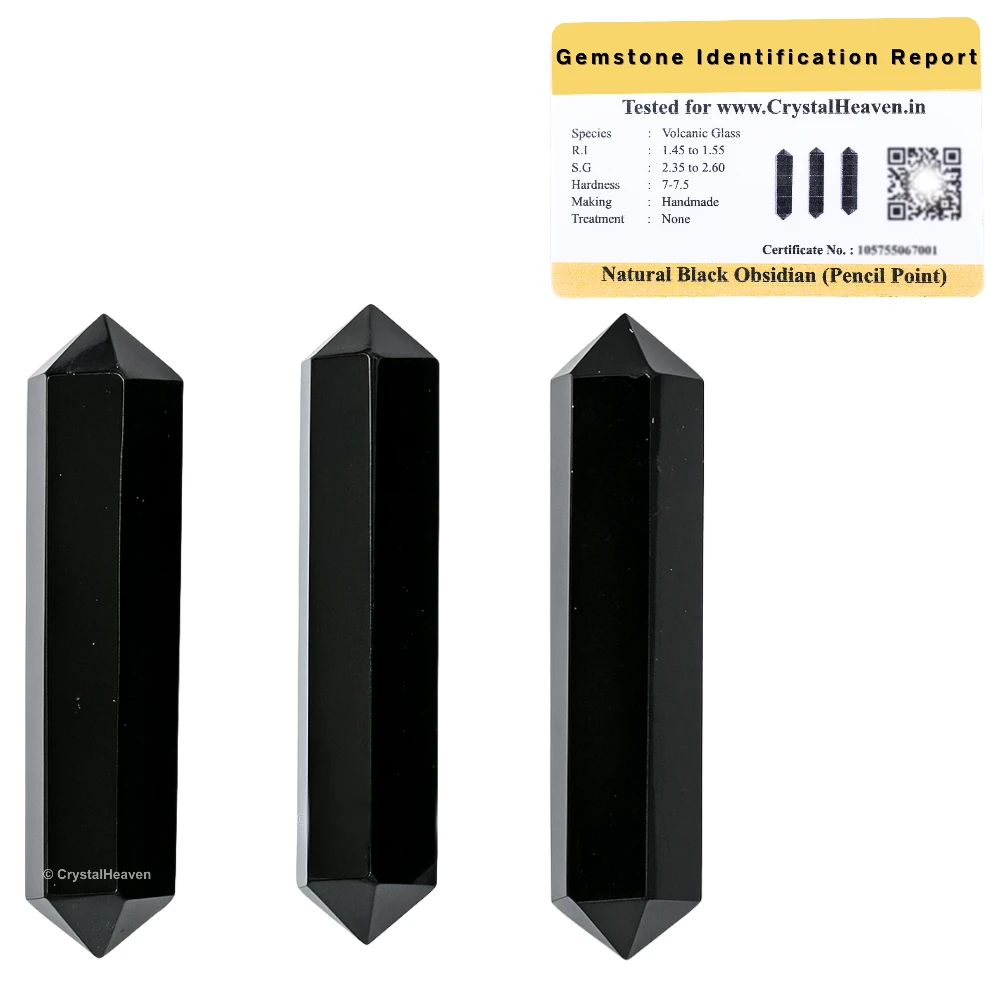 Black Obsidian Pencil Points (Double Terminated) (Set of 3)