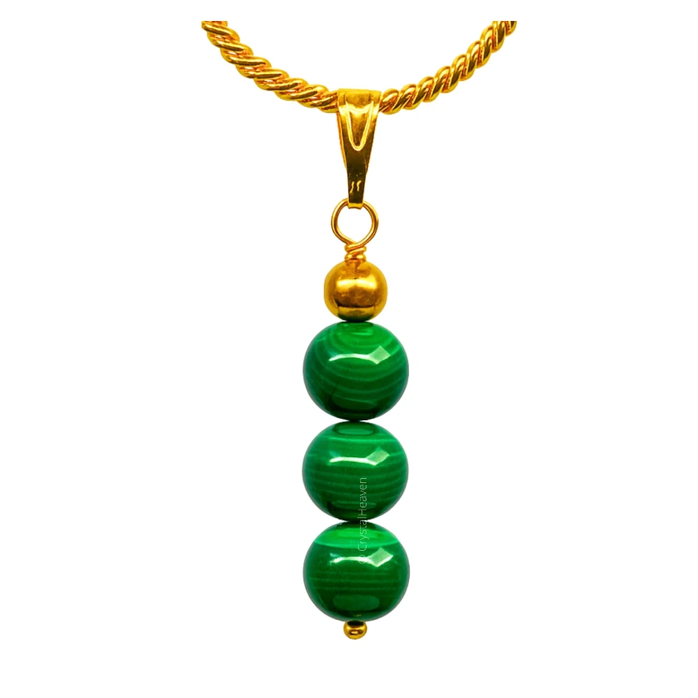 Malachite Crystal Bead Necklace (Gold)
