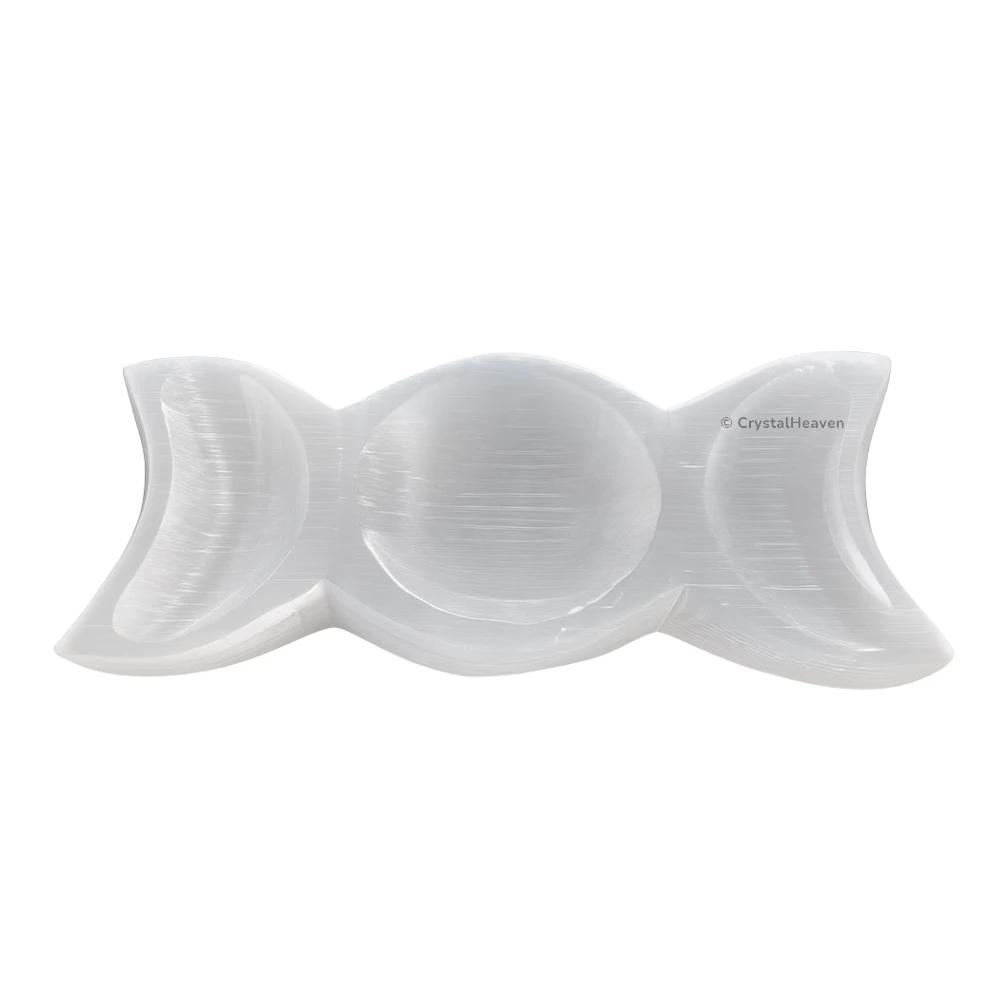 Selenite Crystal Charging Bowl - Triple Moon