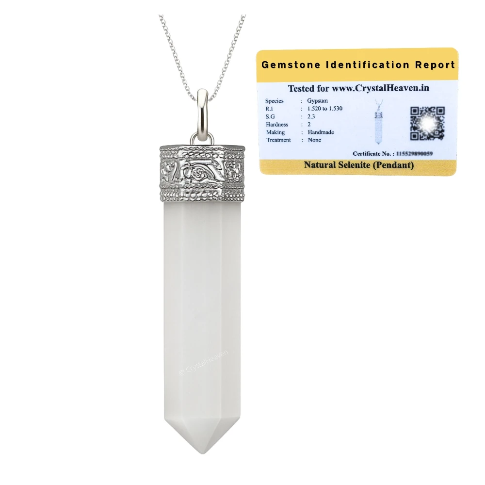 Selenite Necklace - Pencil Point (Silver)