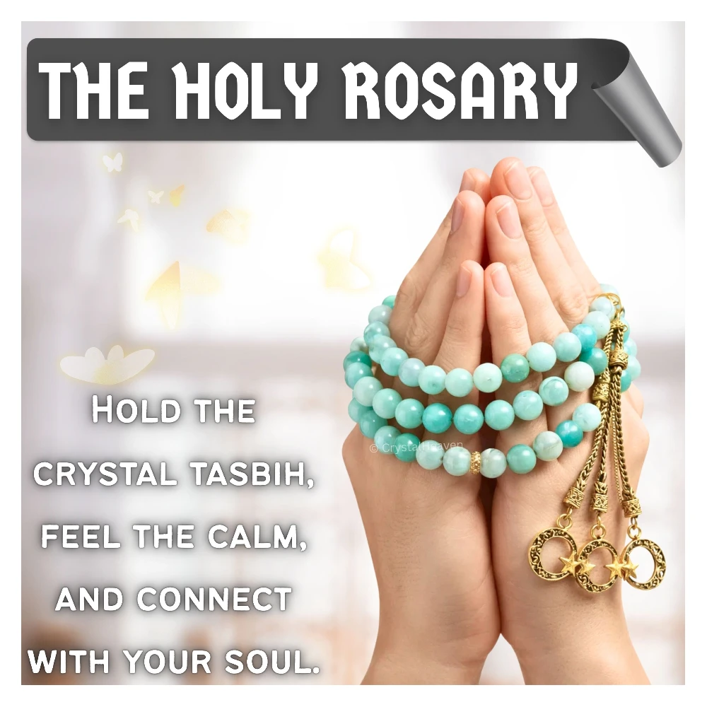 Amazonite Crystal Tasbih (Gold)