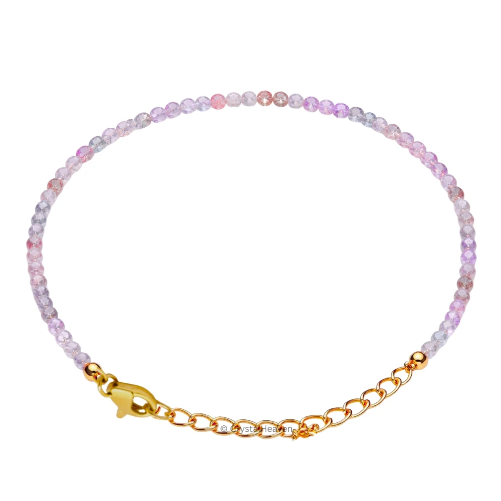 Morgonite Bracelets - 2mm Faceted Beads (Gold)