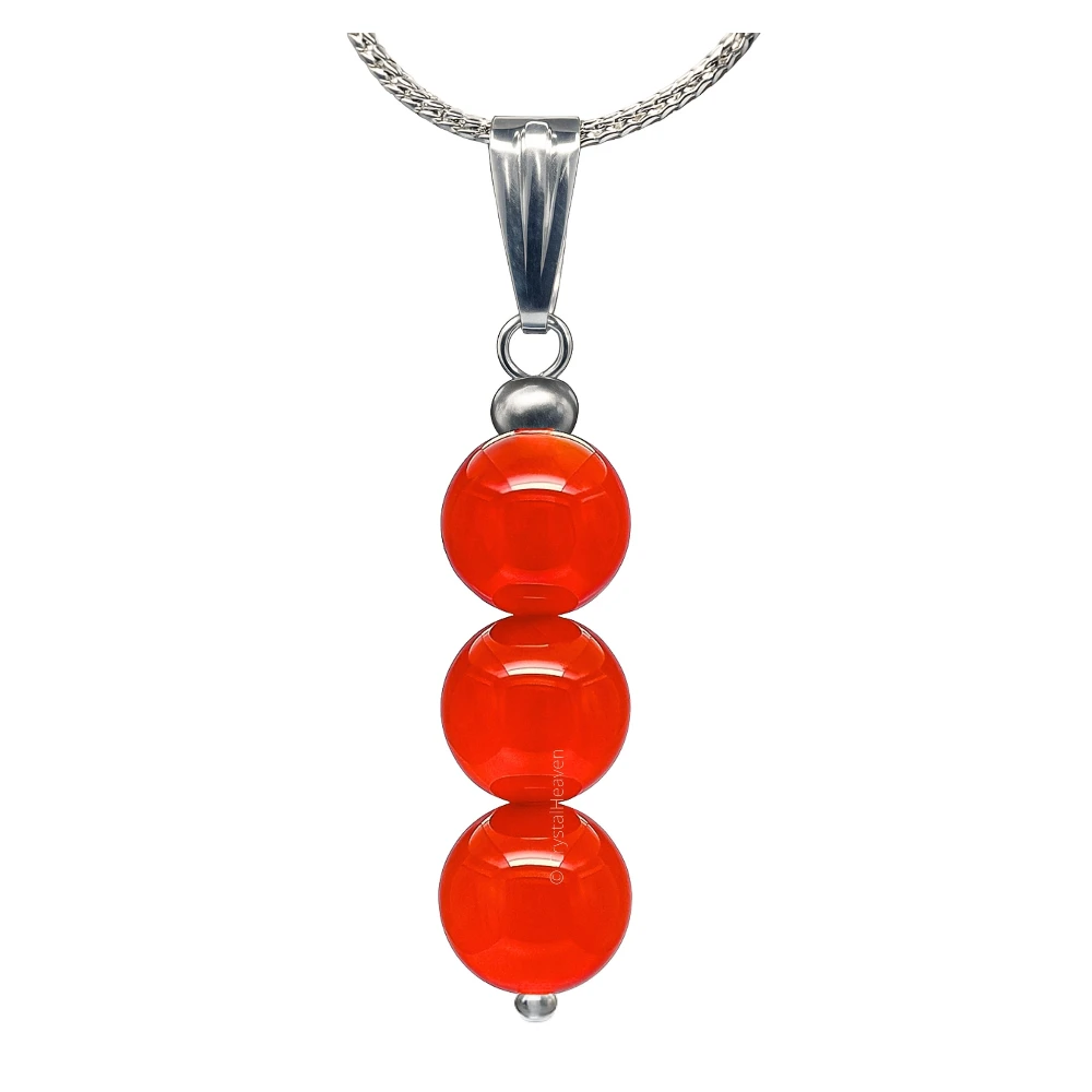 Carnelian Crystal Bead Necklace (Silver)