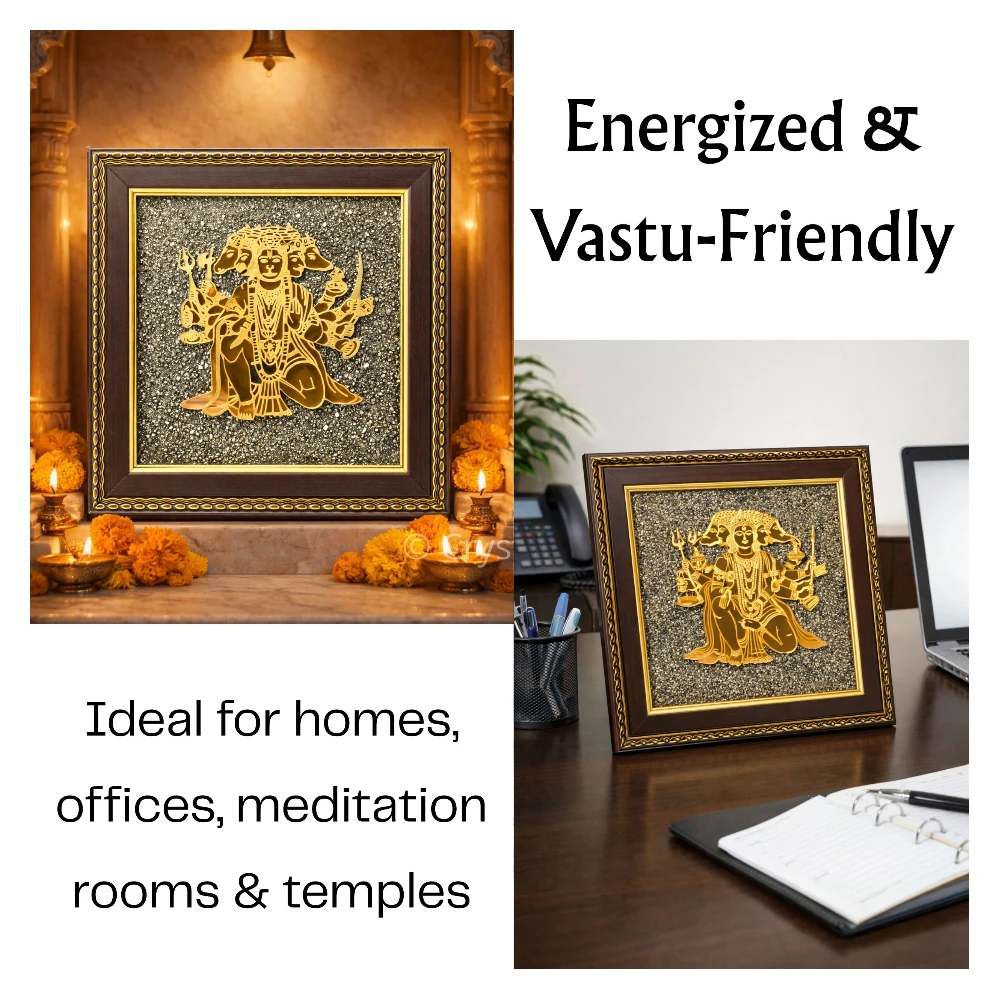 Panchmukhi Hanuman on Natural Pyrite Frame – Vastu Decor