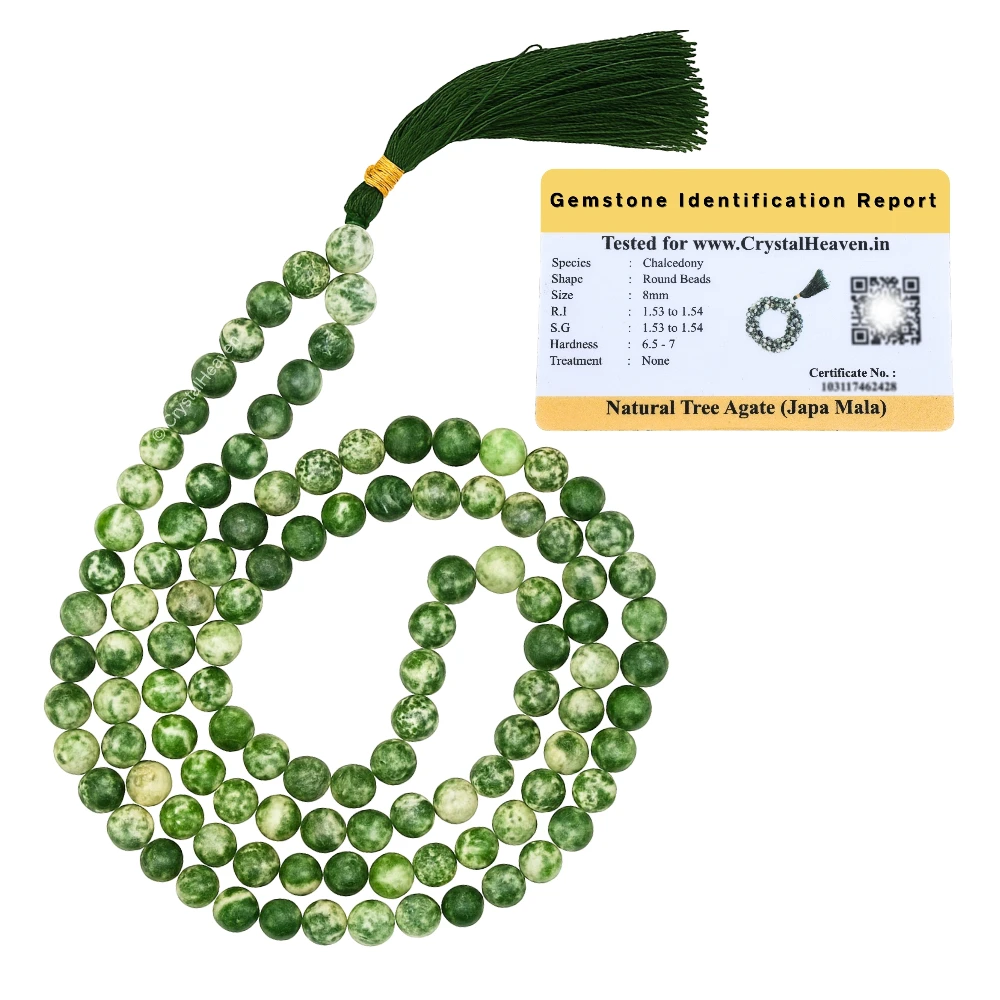 Tree Agate Japa Mala (Without Knot)