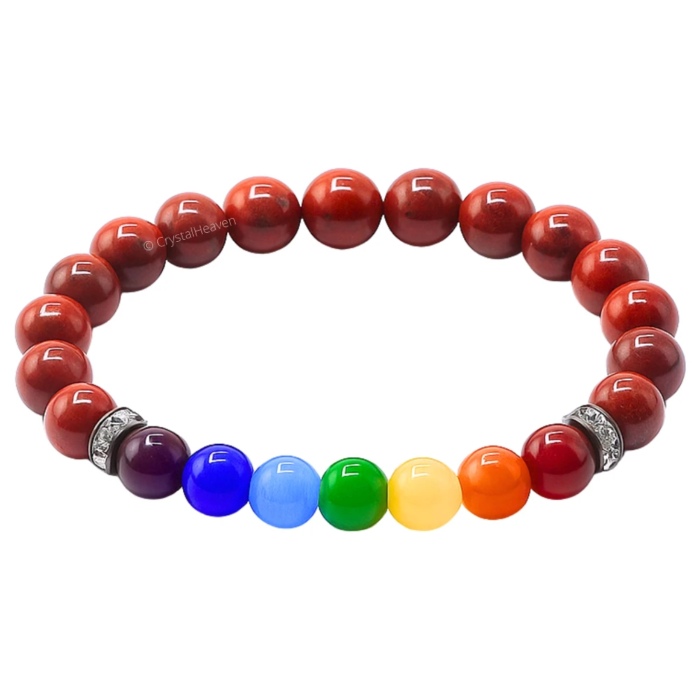 Red Jasper with Chakra Bracelet (Elastic)