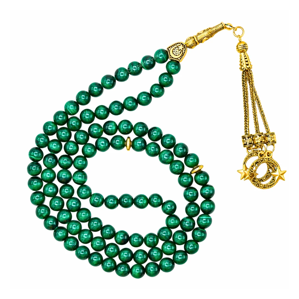 Malachite Crystal Tasbih (Gold)