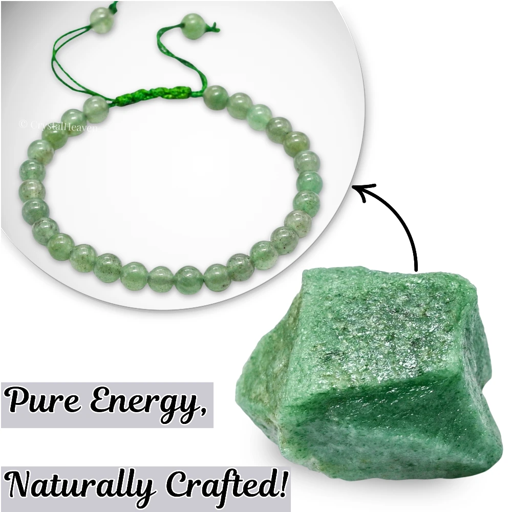 Green Aventurine Healing Crystal Bracelets - 6mm Beads (Adjustable)